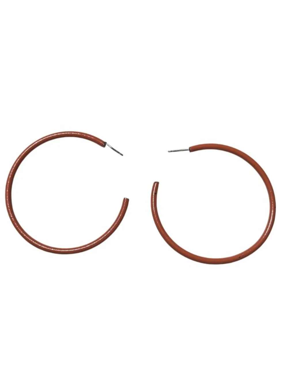 Retro Orange Metal Hoop Earrings Minimalist 80s 90s Fashion Jewelry Women